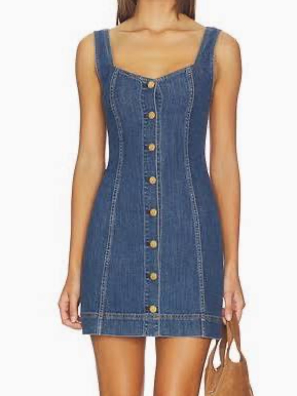 ALICE + OLIVIA Sweetheart Neckline Denim Mini Dress - Danica Dark Indigo - sz 4 - Picture 2 of 5